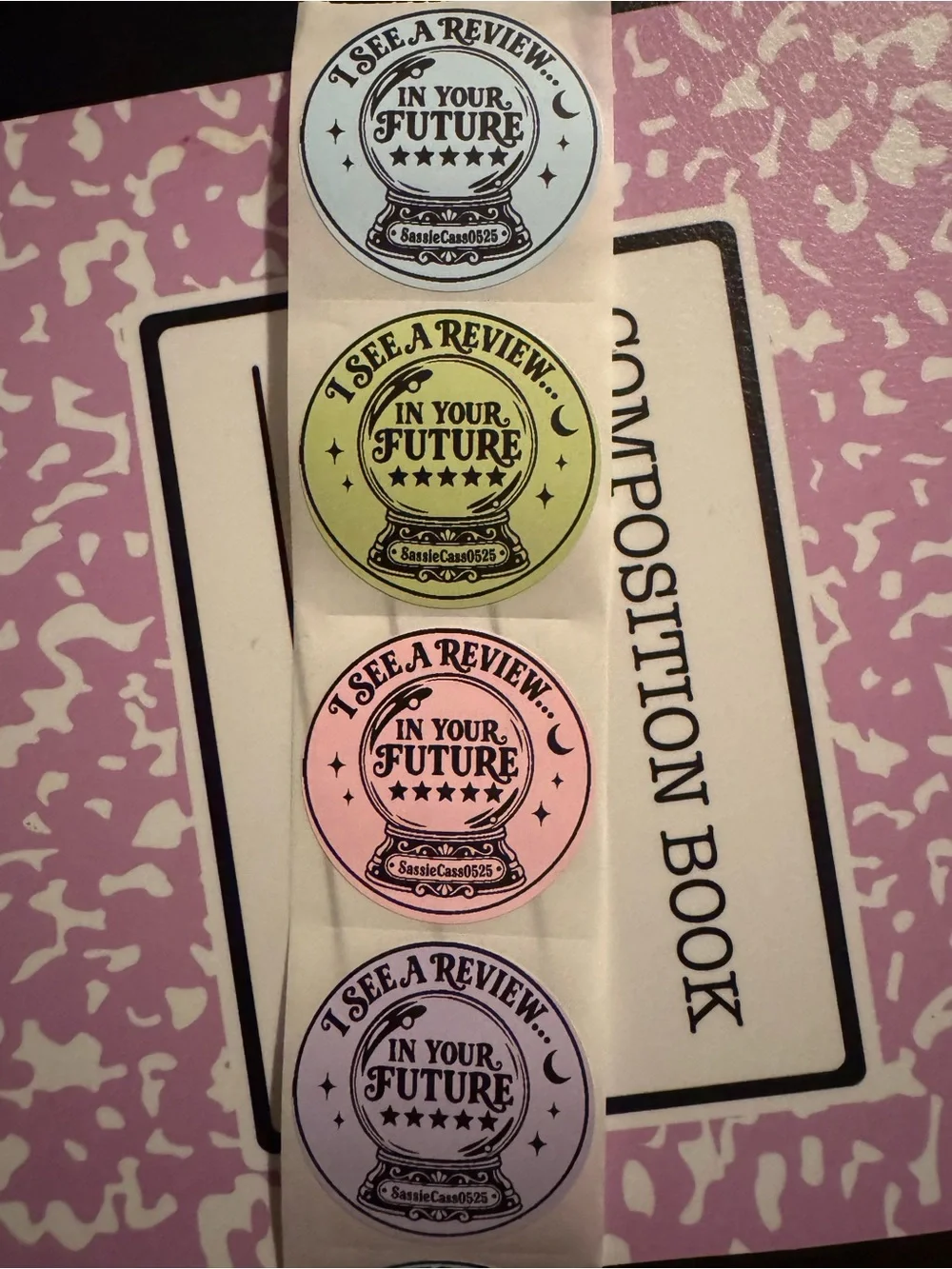25 Personalized Halloween Review Stickers 2” Crystal Ball Pastel Labels